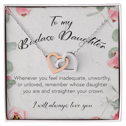 To My Badass Daughter, Interlocking Hearts Necklace