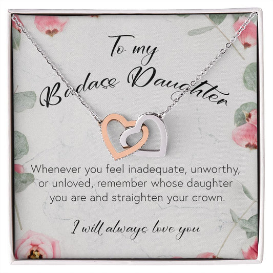 To My Badass Daughter, Interlocking Hearts Necklace