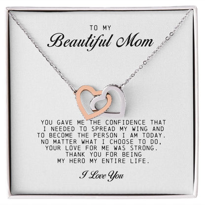 To my Beautiful Mom, Interlocking Hearts Necklace
