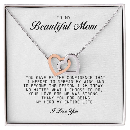 To my Beautiful Mom, Interlocking Hearts Necklace