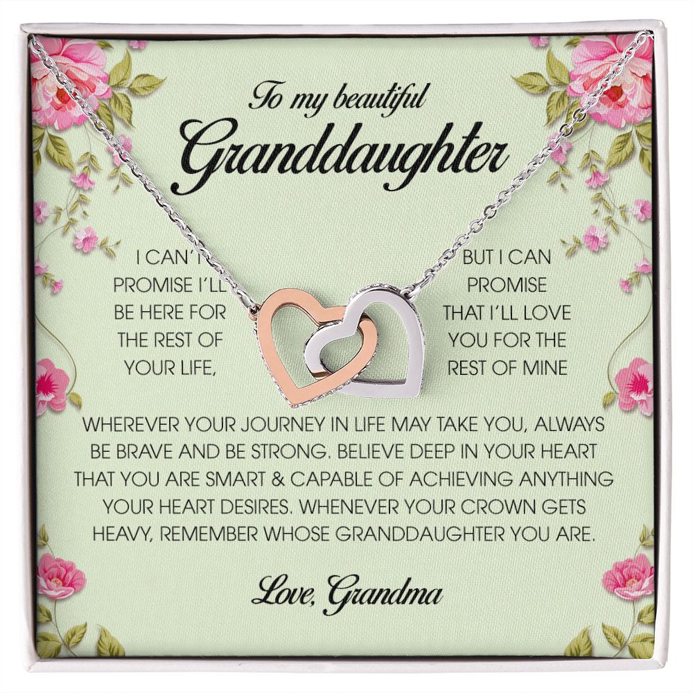 To My Beautiful Granddaughter, Interlocking Heart Necklace