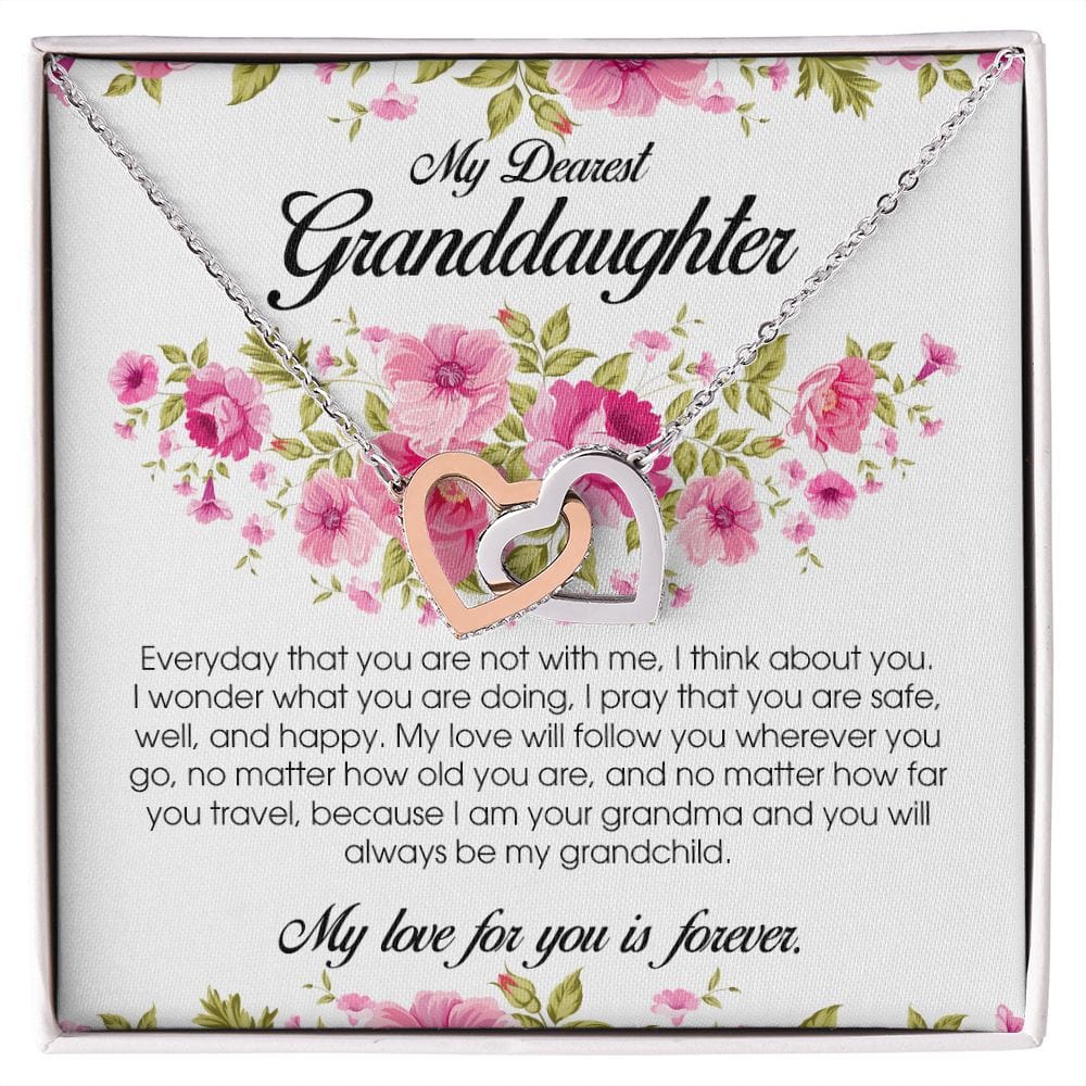 To My Dearest Granddaughter, Interlocking Heart Necklace