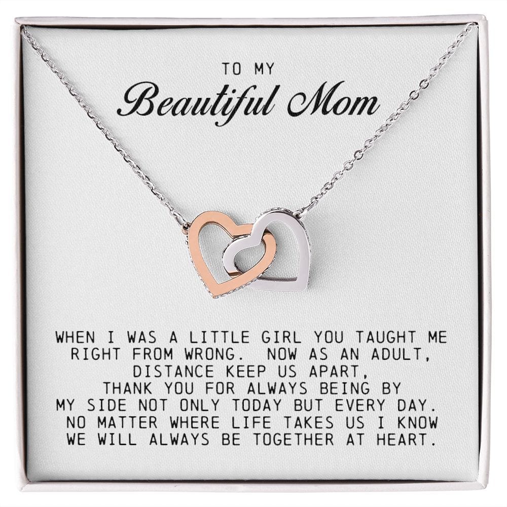 To my Beautiful Mom, Interlocking Hearts Necklace