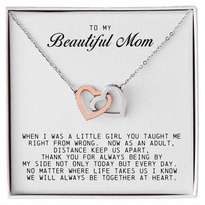 To my Beautiful Mom, Interlocking Hearts Necklace