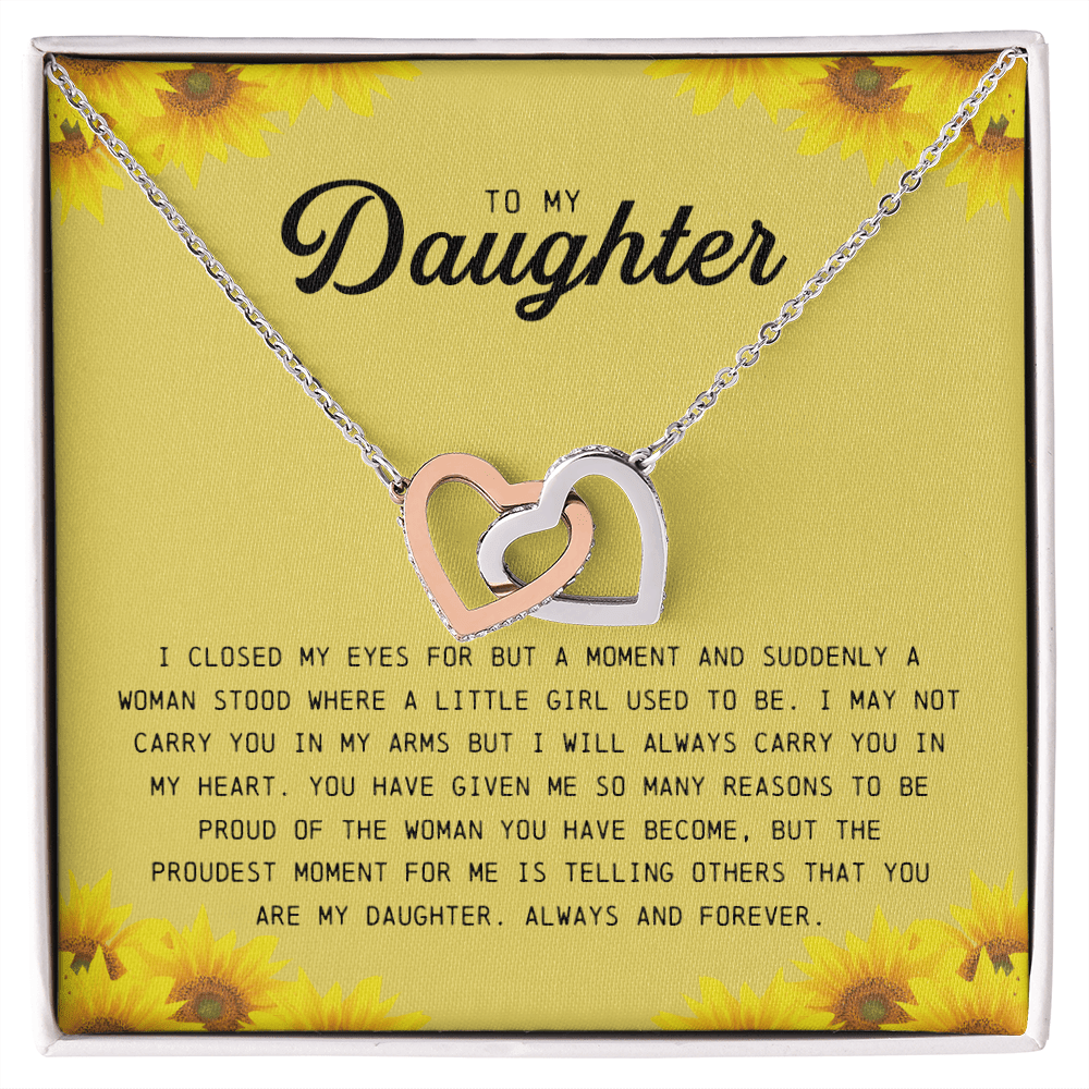 To My Daughter, Interlocking Hearts Necklace
