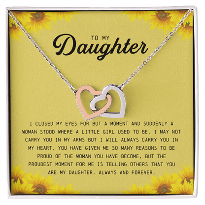 To My Daughter, Interlocking Hearts Necklace