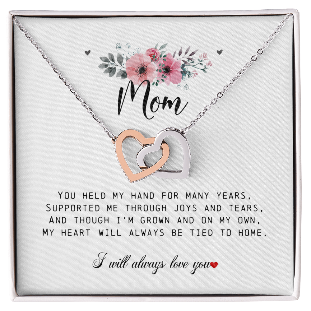 Mom Gift, Interlocking Hearts Necklace