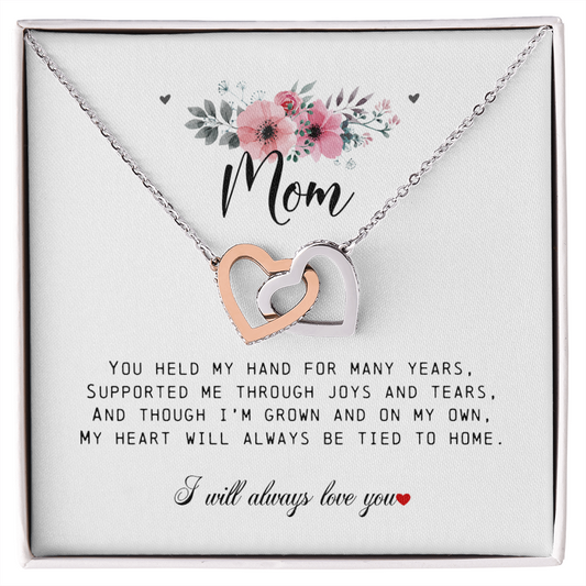 Mom Gift, Interlocking Hearts Necklace