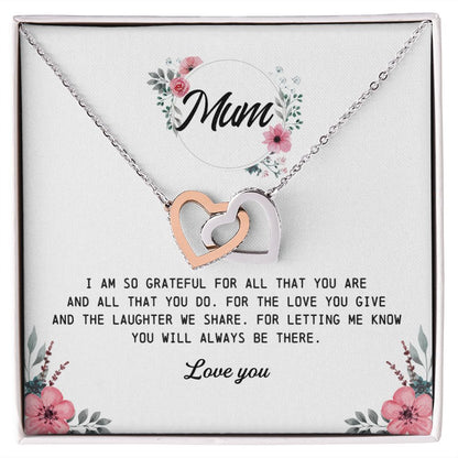 Interlocking Hearts Necklace, Mum Gift