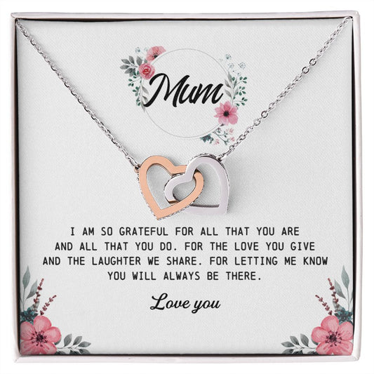 Interlocking Hearts Necklace, Mum Gift