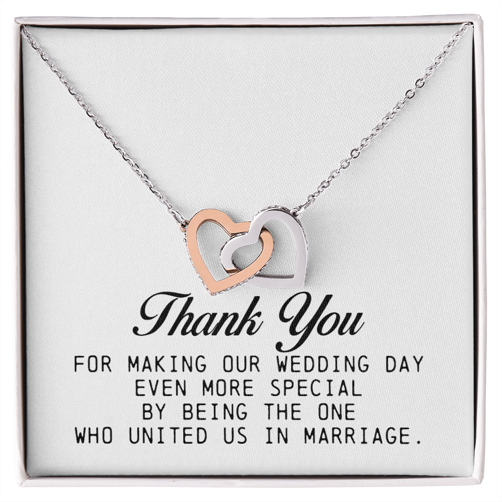Marriage Officiant Gift, Interlocking Hearts Necklace