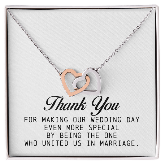 Marriage Officiant Gift, Interlocking Hearts Necklace