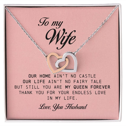 To My Wife, Interlocking Hearts Necklace