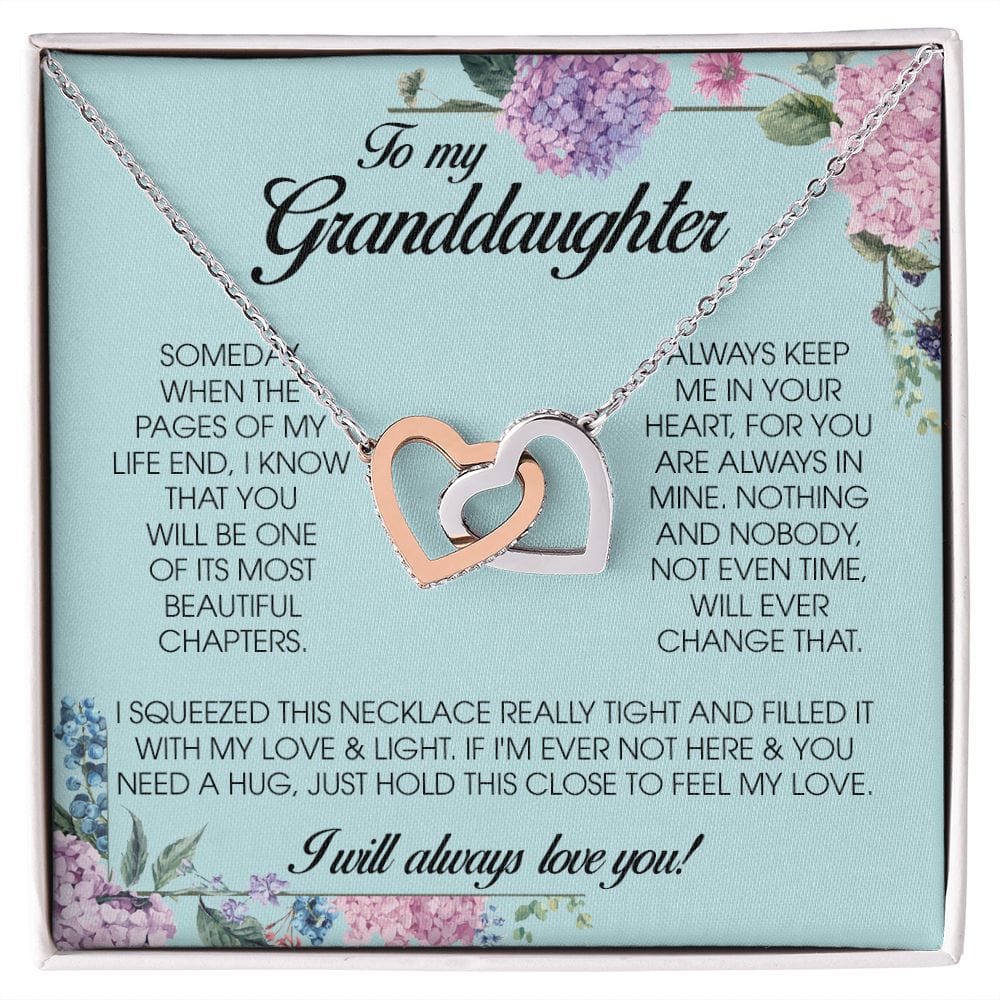 To My Granddaughter, Interlocking Heart Necklace