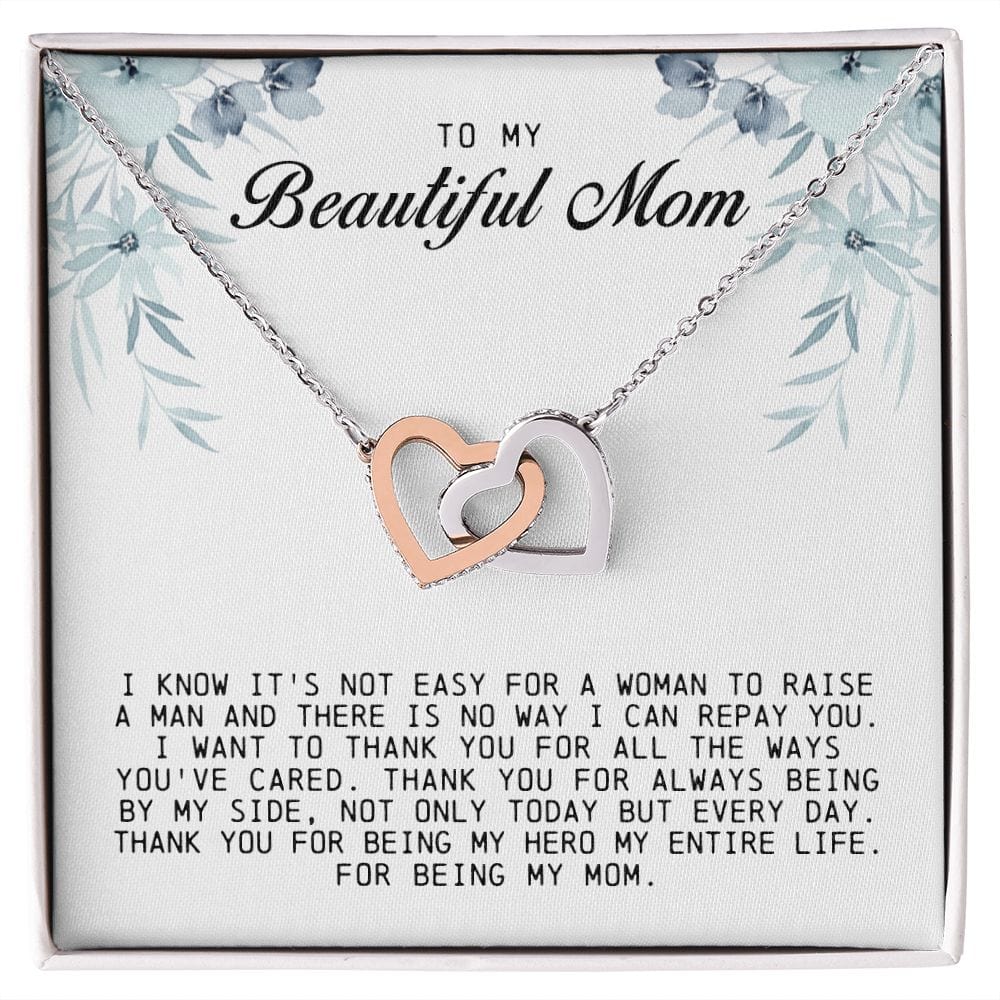 To my Beautiful Mom, Interlocking Hearts Necklace