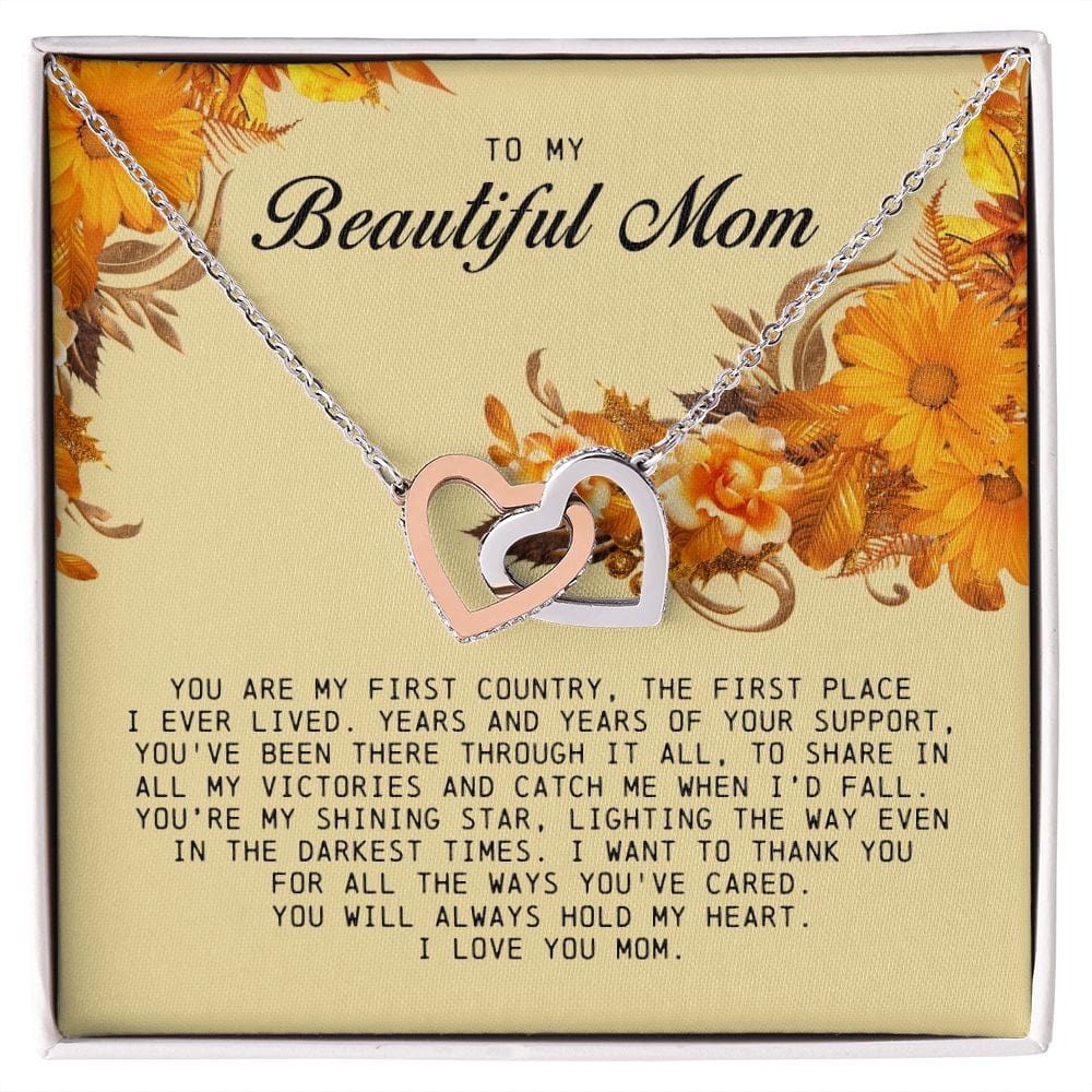 To My Beautiful Mom, Interlocking Hearts Necklace