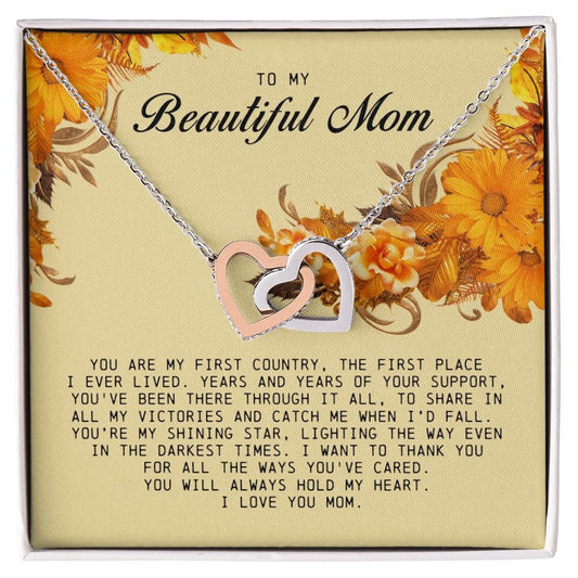 To My Beautiful Mom, Interlocking Hearts Necklace