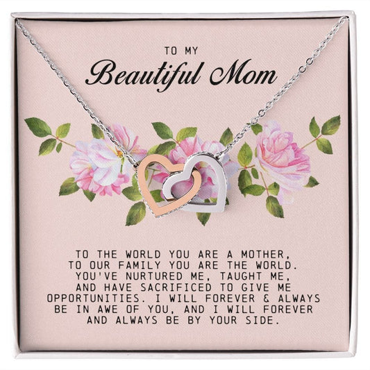 To my Beautiful Mom, Interlocking Hearts Necklace