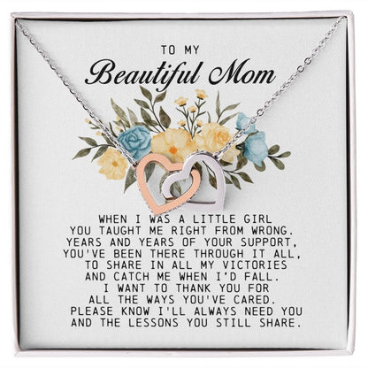 To my Beautiful Mom, Interlocking Hearts Necklace