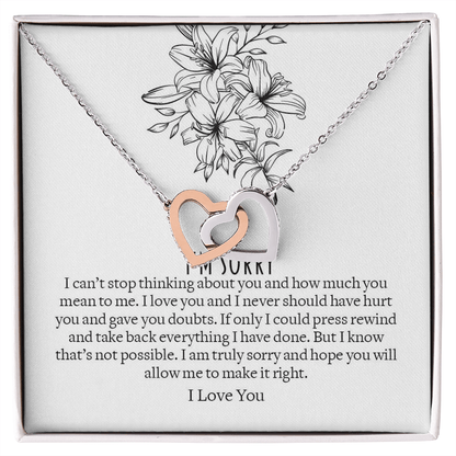 I'm Sorry Jewelry, Interlocking Hearts Necklace
