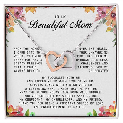 To my Beautiful Mom, Interlocking Hearts Necklace