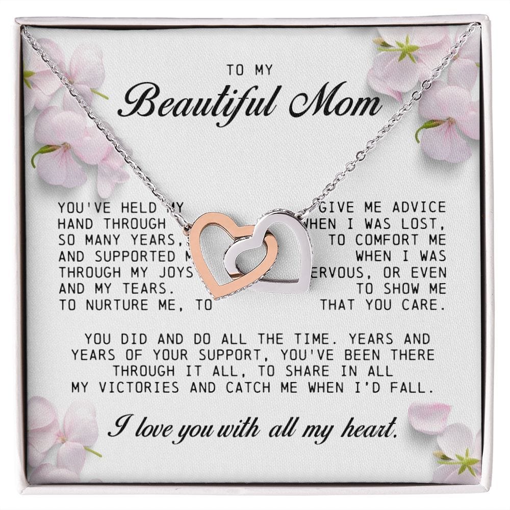 To My Beautiful Mom, Interlocking Hearts Necklace