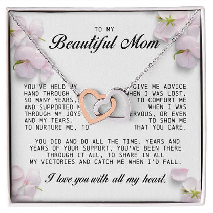 To My Beautiful Mom, Interlocking Hearts Necklace