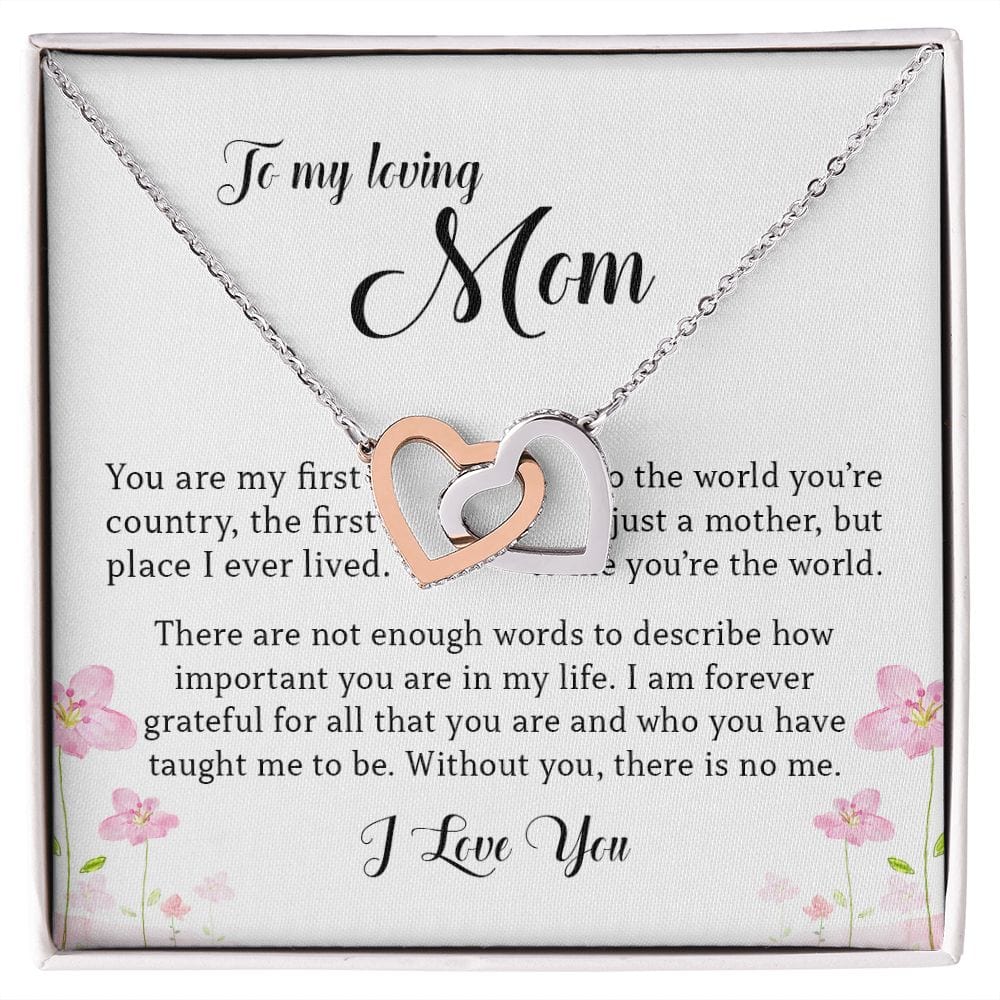 To My Loving Mom, Interlocking Hearts Necklace