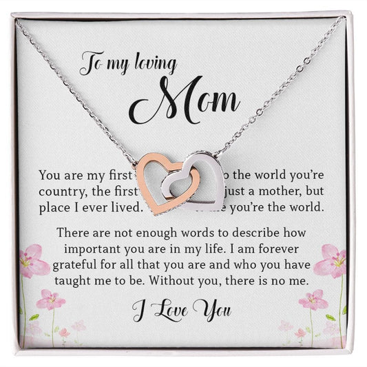 To My Loving Mom, Interlocking Hearts Necklace