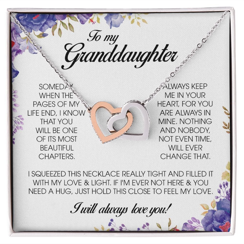 To My Granddaughter, Interlocking Heart Necklace