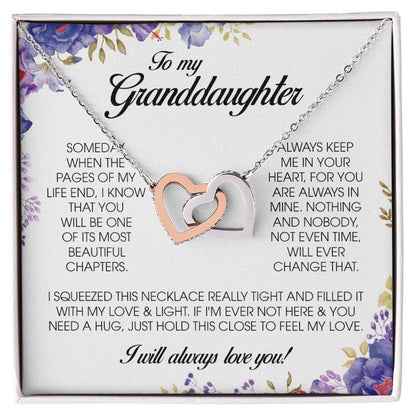 To My Granddaughter, Interlocking Heart Necklace