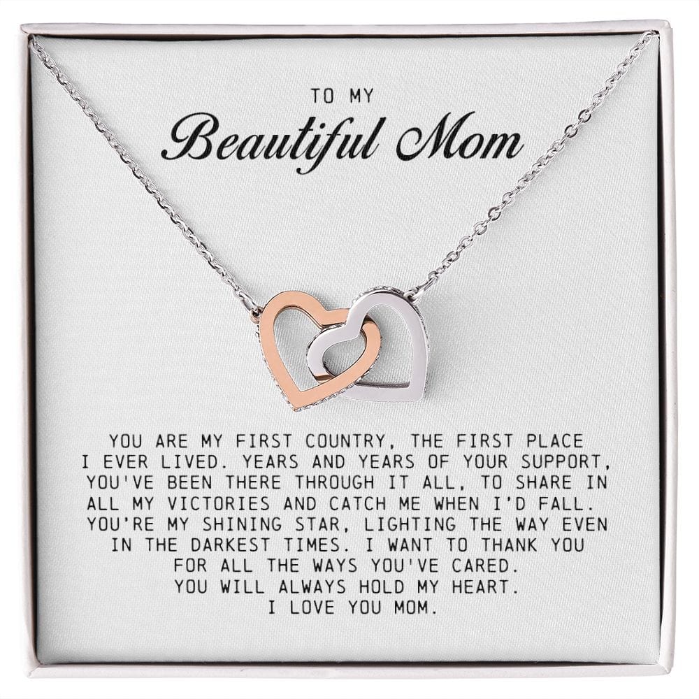 To My Beautiful Mom, Interlocking Hearts Necklace