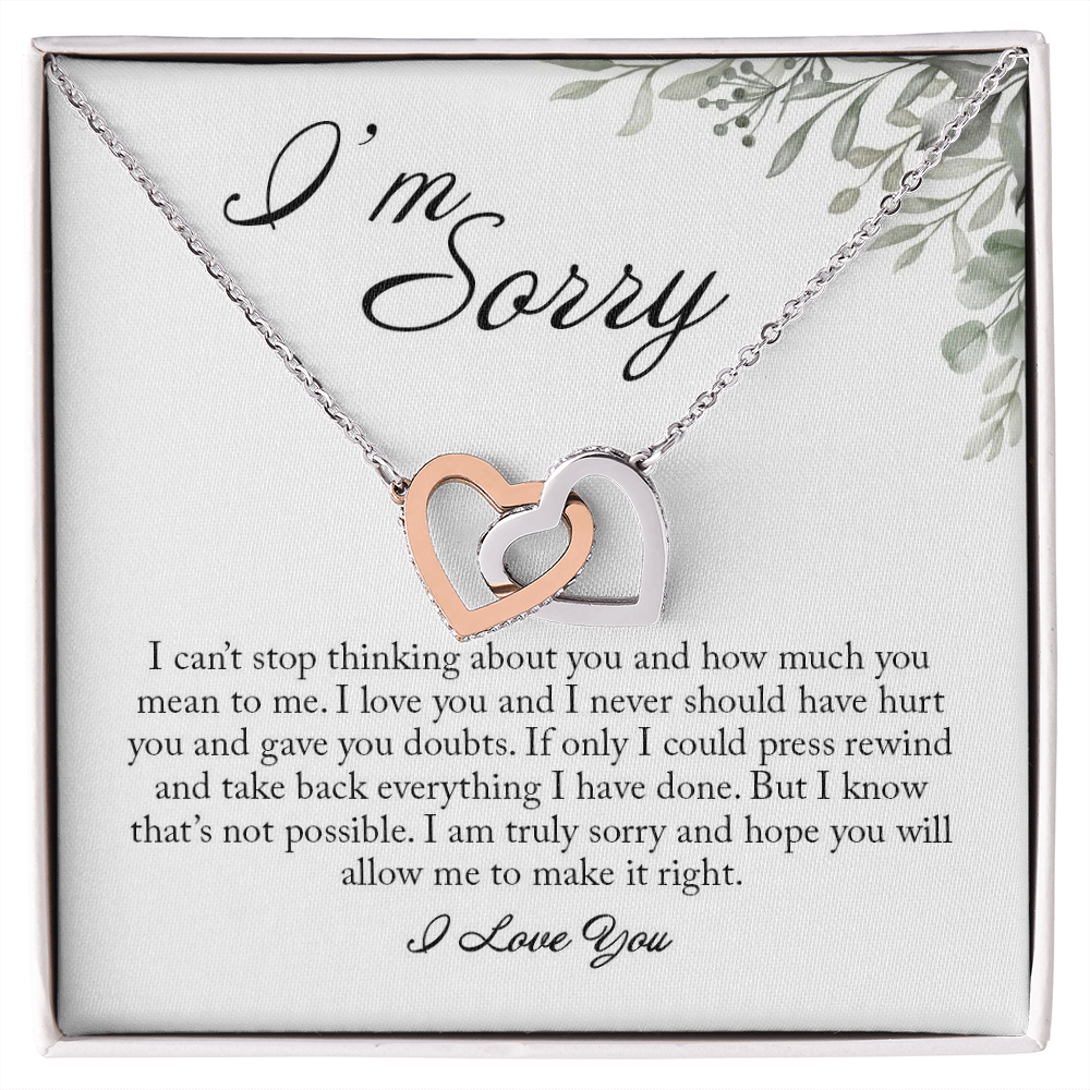 Sorry Gift for Her, Interlocking Hearts Necklace