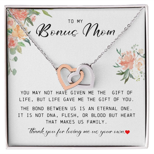 To My Bonus Mom, Interlocking Hearts Necklace
