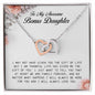 To My Awesome Bonus Daughter, Interlocking Heart Necklace