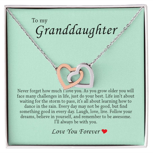 To My Granddaughter, Interlocking Hearts Necklace