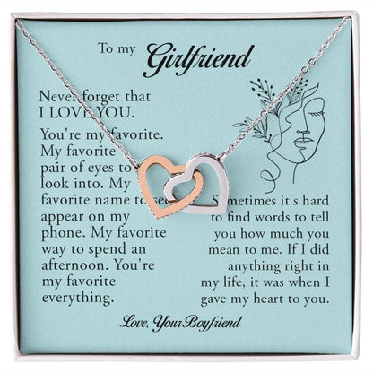 To My Girlfriend, Interlocking Heart Necklace