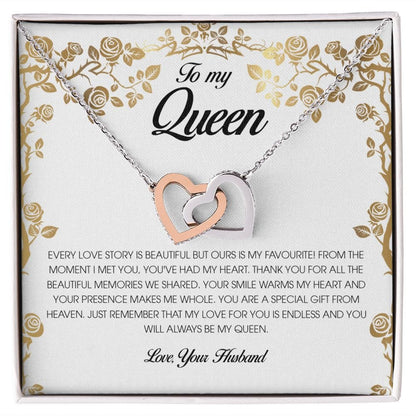 To My Queen, Interlocking Heart Necklace
