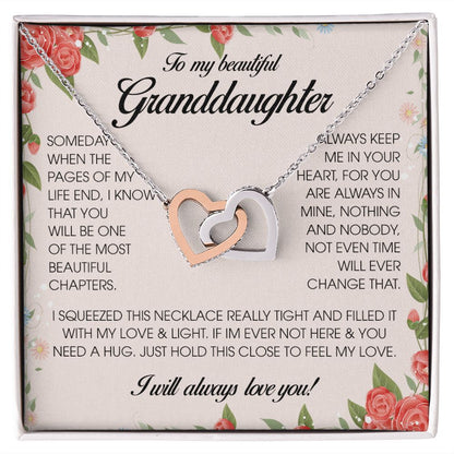 To My Beautiful Granddaughter, Interlocking Heart Necklace