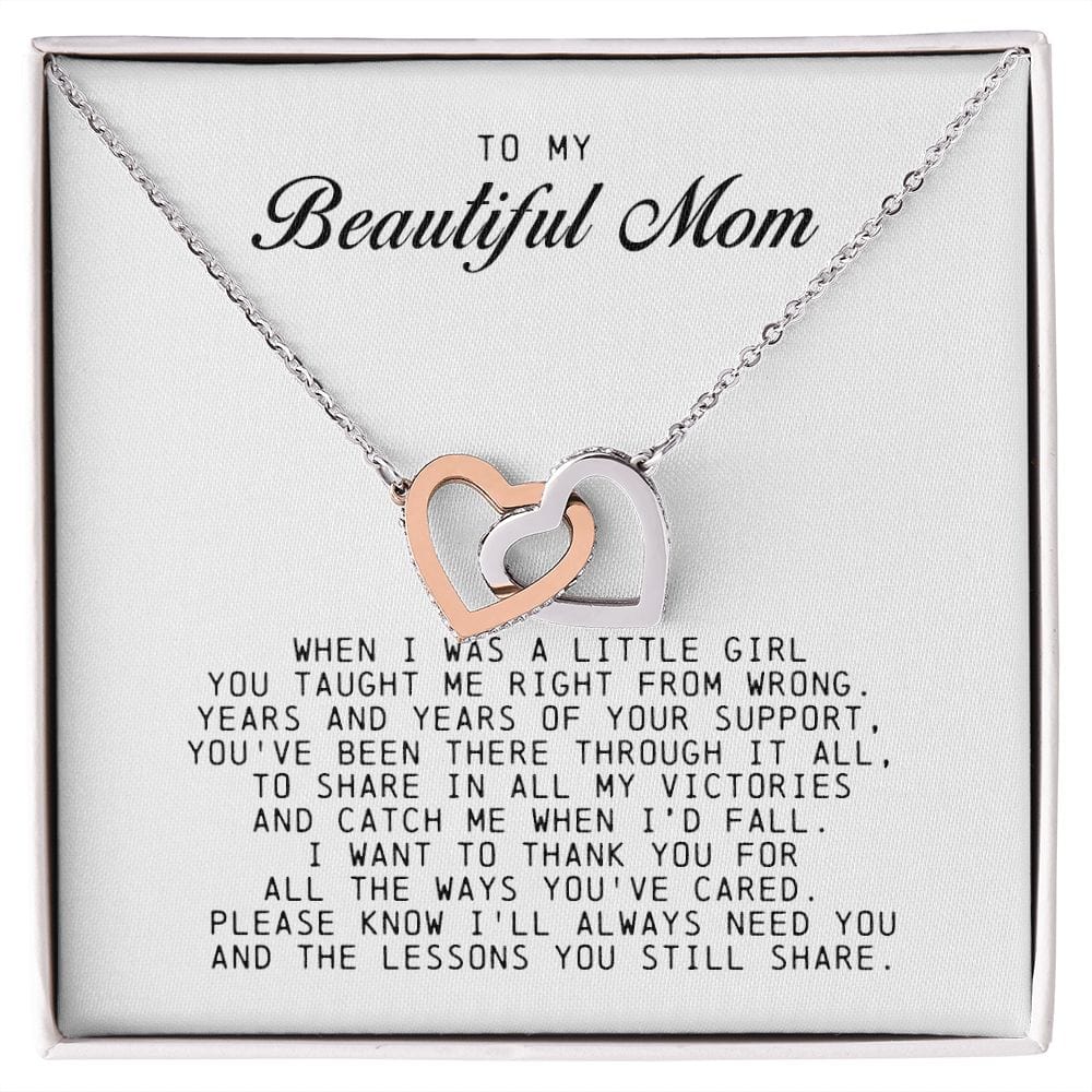 To my Beautiful Mom, Interlocking Hearts Necklace