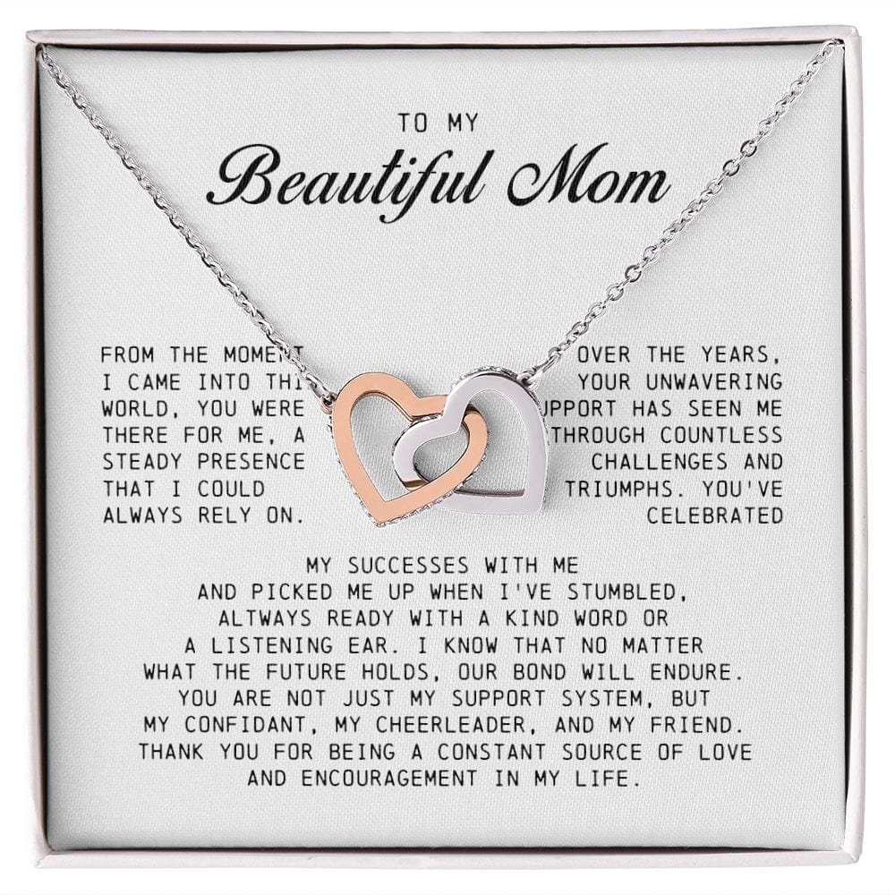 To My Beautiful Mom, Interlocking Hearts Necklace