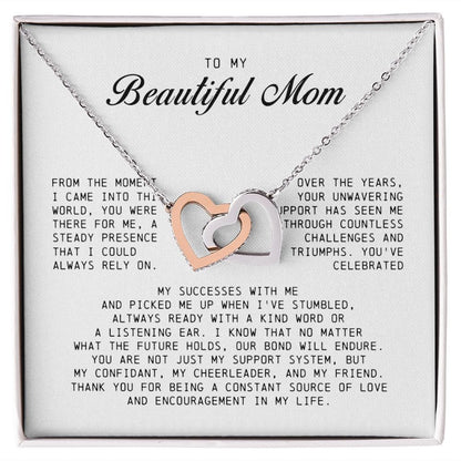 To My Beautiful Mom, Interlocking Hearts Necklace