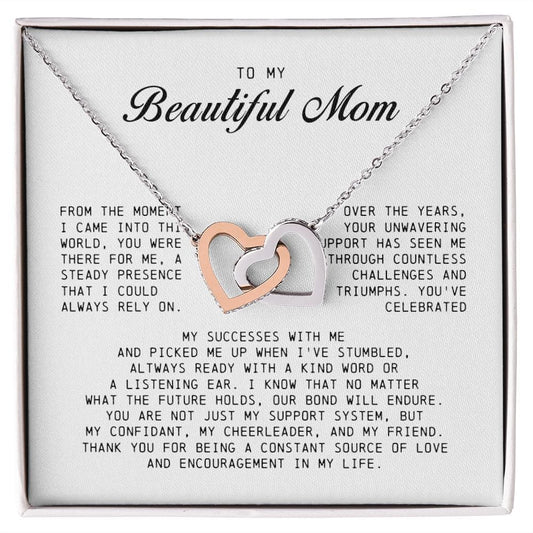 To My Beautiful Mom, Interlocking Hearts Necklace