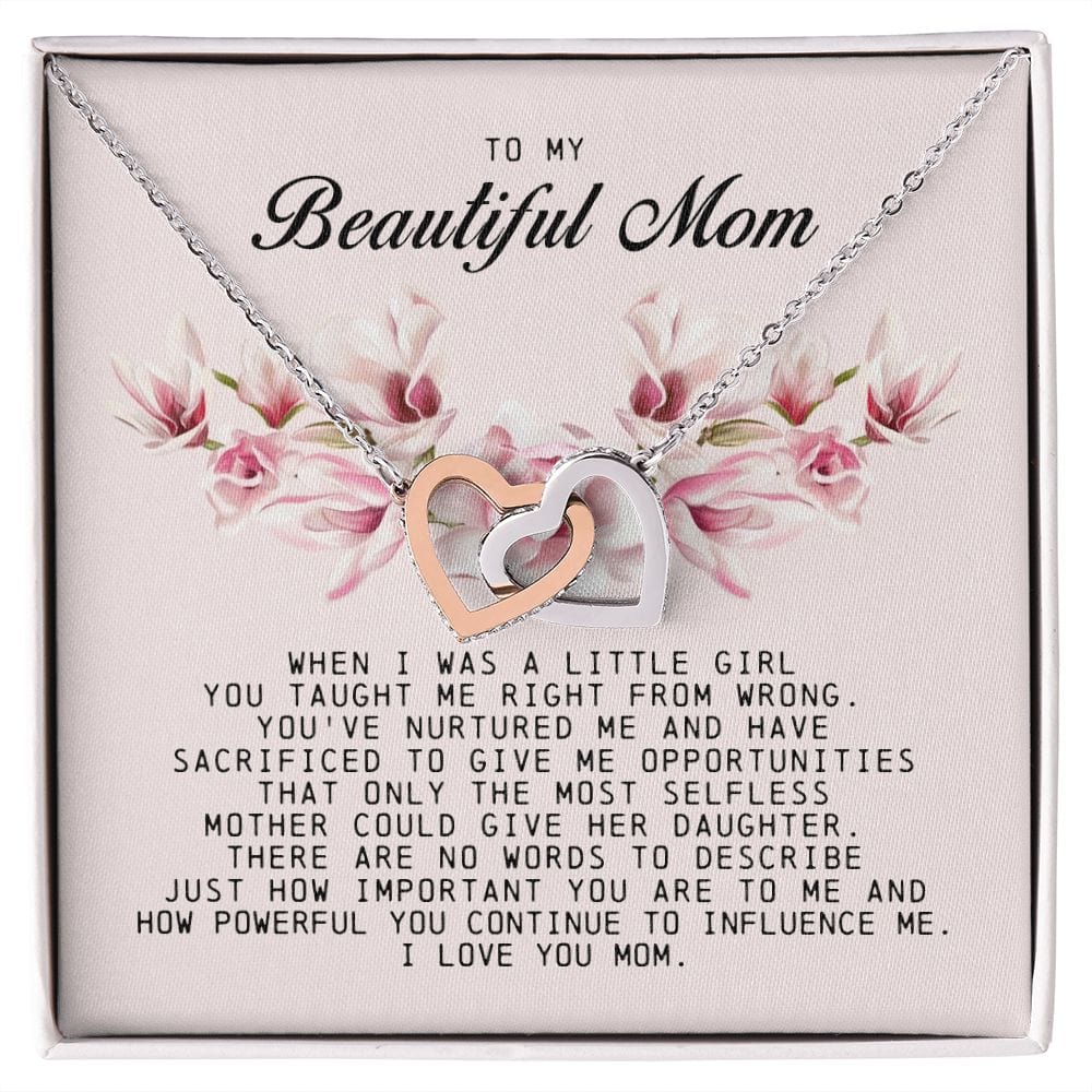 To my Beautiful Mom, Interlocking Hearts Necklace