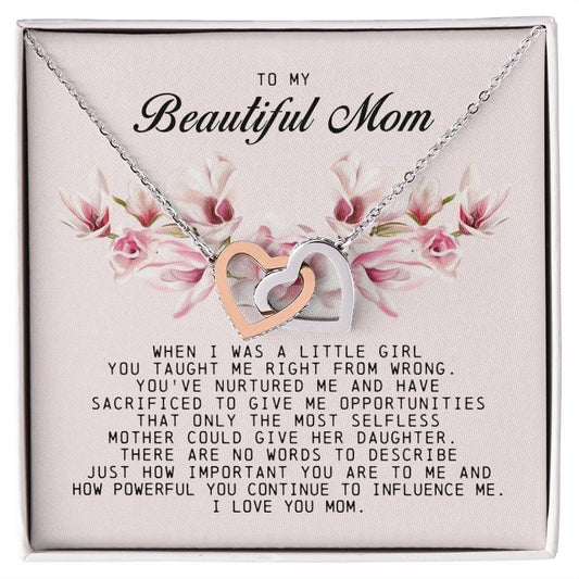 To my Beautiful Mom, Interlocking Hearts Necklace