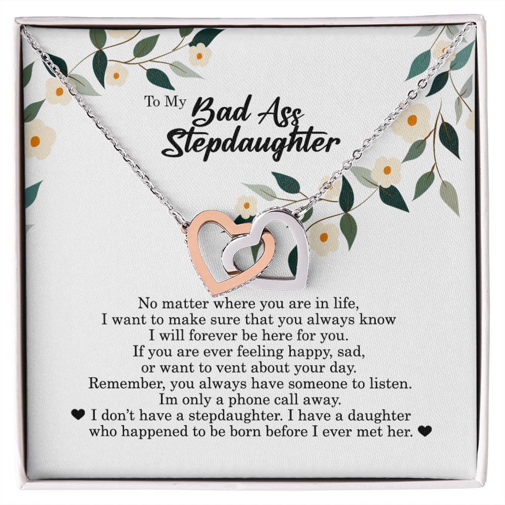 To My Badass Stepdaughter, Interlocking Heart Necklace