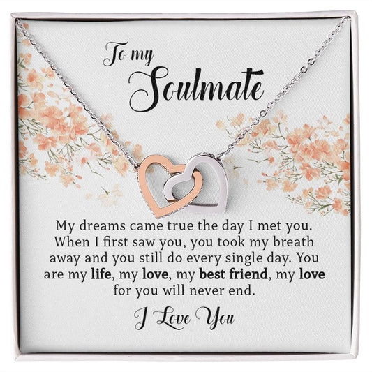 To My Soulmate, Interlocking Hearts Necklace