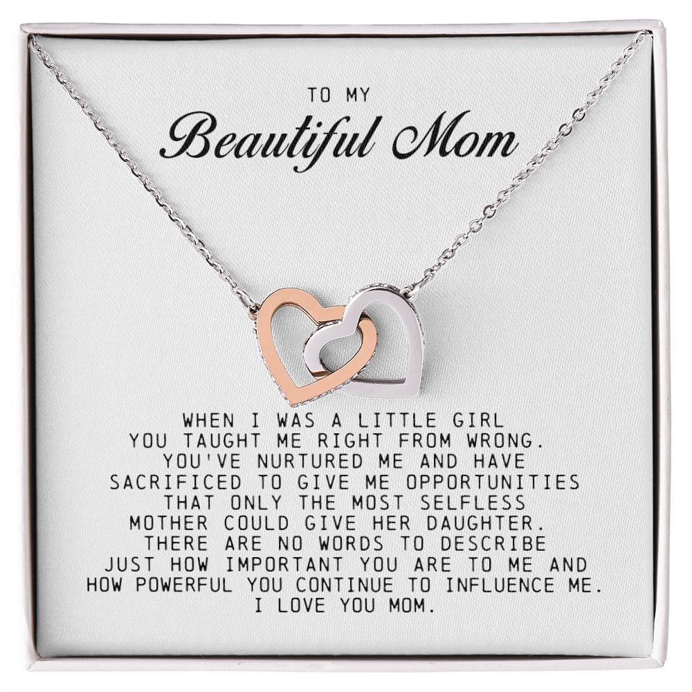To my Beautiful Mom, Interlocking Hearts Necklace