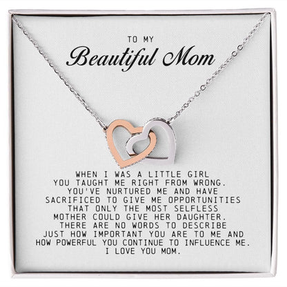 To my Beautiful Mom, Interlocking Hearts Necklace