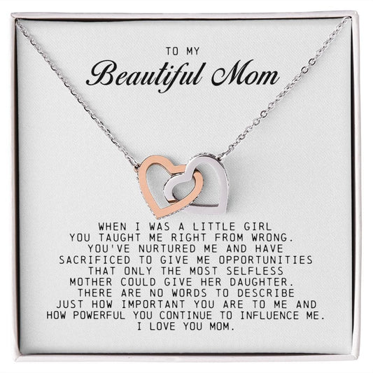 To my Beautiful Mom, Interlocking Hearts Necklace